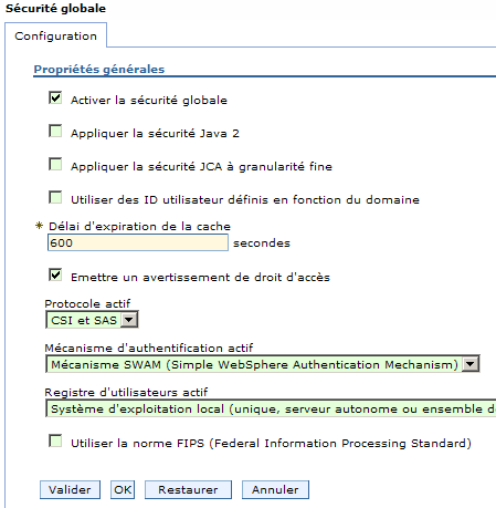 Menu Websphere