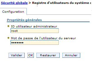 Menu Websphere utilisateur